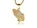 Iced Out Praying Hands 18K Gold Plated Necklace