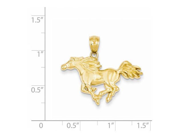 14K Yellow Gold Galloping Horse Charm Pendant Necklace with Chain