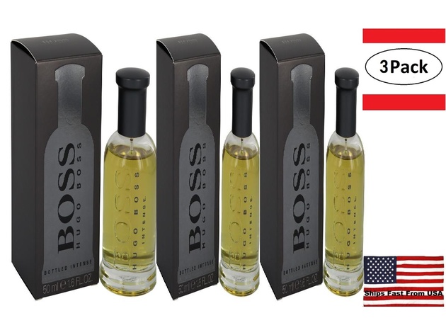 3 Pack Boss Bottled Intense by Hugo Boss Eau De Parfum Spray 1.7 oz for Men