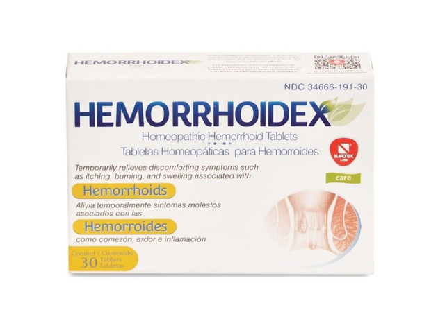 Nartex Homeopathic Hemorrhoid Relief Tablets, Temporarily Relieves Discomforting Symptoms Such As Itching, Burning, and Swelling, 30.0 Ea