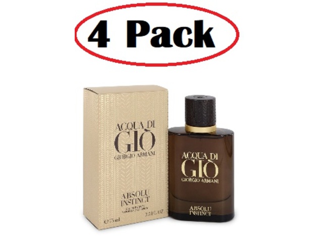 4 Pack of Acqua Di Gio Absolu Instinct by Giorgio Armani Eau De Parfum Spray 2.5 oz