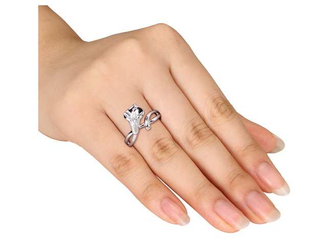 Calla Lily Promise Fashion Ring in Sterling Silver with Diamonds (Color H-I I1-I2) - 9.5