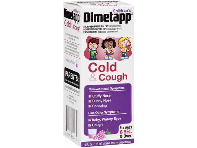 Children’s Dimetapp Cold and Cough Decongestant, Antihistamine, Relieves Stuffy Nose To Restore Freer Breathing Through The Nose, Grape Flavor, 4.0 Ounce