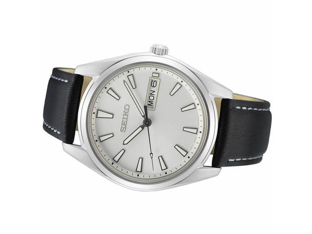 Seiko SUR447 40mm Day-Date Quartz Watch with Silver Color Dial