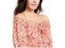 Q & A Women's Floral-Print Off-The-Shoulder Top Red Size Small