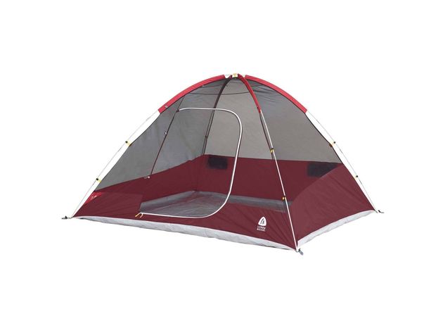 Sierra Designs Deer Ridge 6 Person Full Coverage Rainfly Durable Floor Dome Tent, Red (New Open Box)