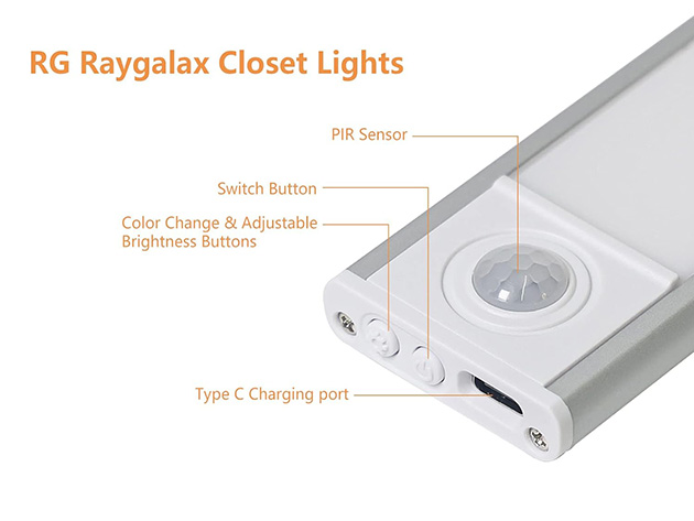 3-Temperature Motion Sensor LED Cabinet Light (3-Pack/20cm)