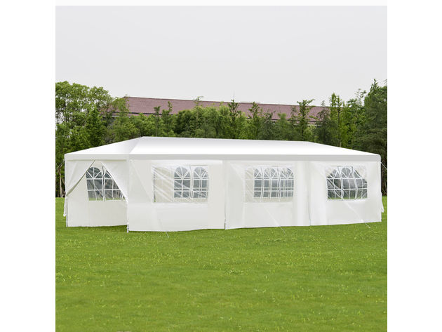 Costway 10'x30'Heavy duty Gazebo Canopy Outdoor Party Wedding Tent - White