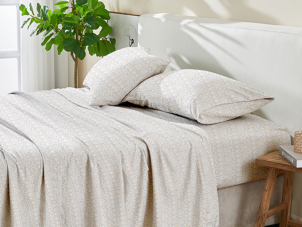 4-Piece Floral Print Microfiber Sheet Set (Floral Yellow/Full)