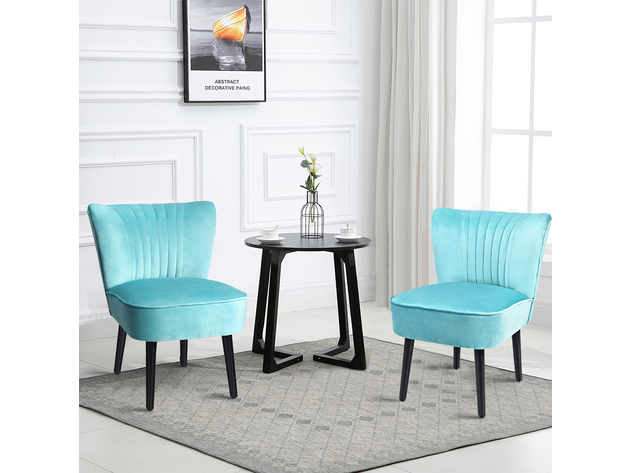 Costway Set of 2 Armless Accent Chair Upholstered Leisure Chair Single Sofa - Turquoise