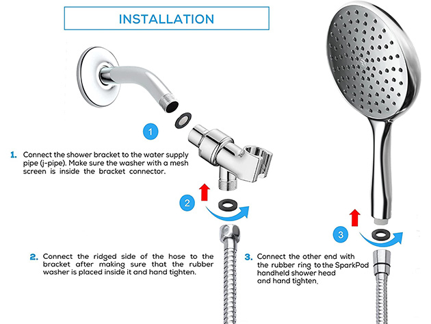 SparkPod Wide-Angle Handheld Shower Head with Hose