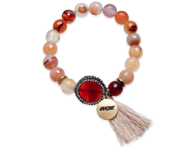 Inspired Life Beaded Tassel and Stone Message Bracelet by Danielle Nicole - Red