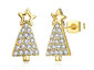 Swarovski Elements Pav'e Christmas Tree Studs in 14K Gold Plating - Gold