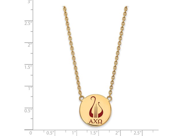 14K Plated Silver Alpha Chi Omega Large Enamel Necklace