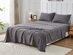 Kathy Ireland 4 Piece Heathered Jersey Knit Cotton Sheet Set (Queen/Dark Gray)