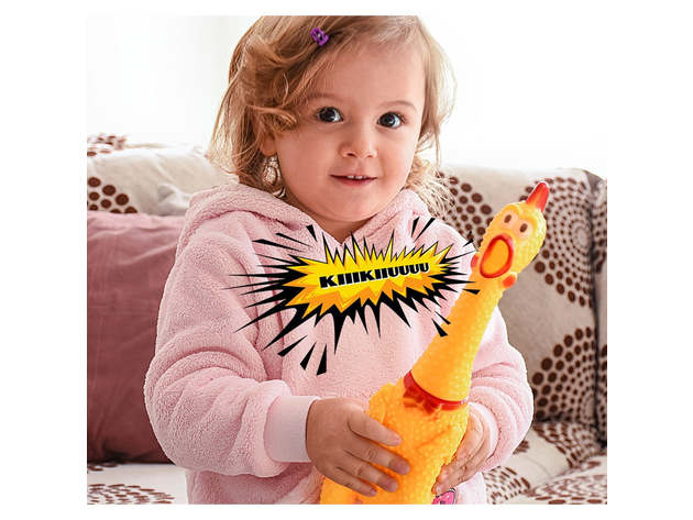 2-Pack Hilarious 15 Rubber Screaming Chicken Novelty Toy for Kids & Pets