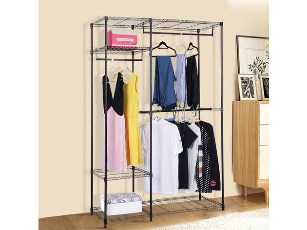 Costway 48''x18''x71'' Closet Organizer Garment Rack Portable Clothes Hanger Home Shelf