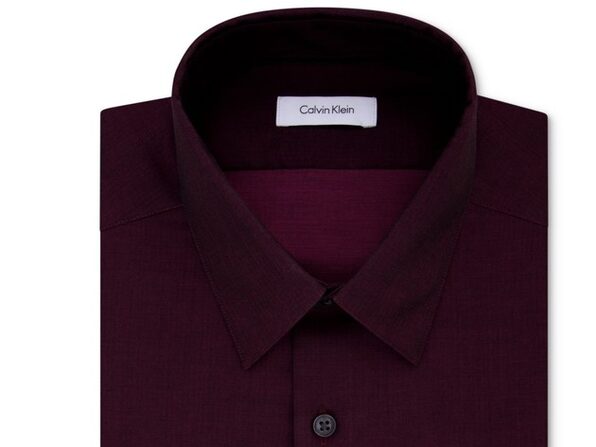 Calvin Klein Men's Slim Fit Non Iron Performance Herringbone Point Collar Dress  Shirt Red Size 17-34-35 | StackSocial