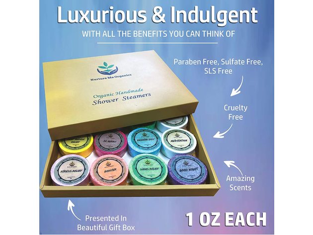 Aromatherapy Shower Steamers Gift Set with 12 Essential Oils Organic by Nurture Me