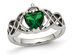 Claddagh Ring in Stainless Steel with Green Heart CZ - 8