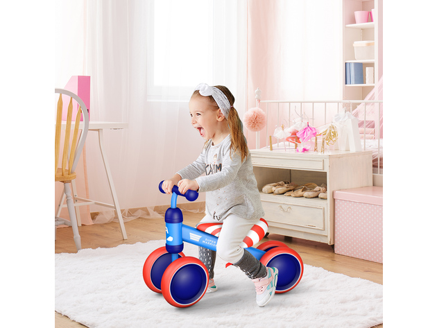 4 Wheels Kids Balance Bikes No Pedal Children Walker Toys 18-36 Months - Navy