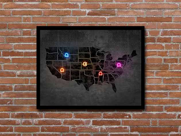 Octavian Mielu 16x12 Neon Illusion Wall Art (Pacman)