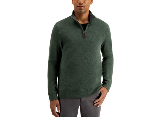 Tasso Elba Men's 1/4-Zip Sweater  Brown Size Small