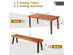 Costway 3 Piece Picnic Table Set Acacia Wood Table Bench with Steel Legs Outdoor Patio Red Brown + Dark Brown