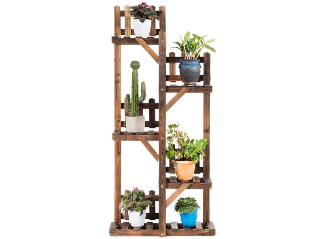 5-Tier Flower Rack Wood Plant Stand 6 Pots Display Shelf ...