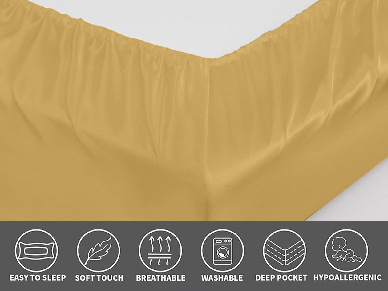 Silky-Soft Satin 4-Piece Sheet Set (Gold/Queen)