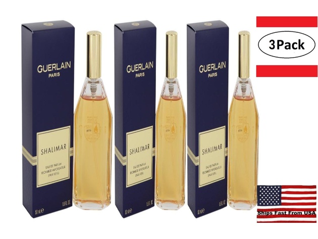 3 Pack SHALIMAR by Guerlain Eau De Parfum Spray Refill 1.6 oz for Women