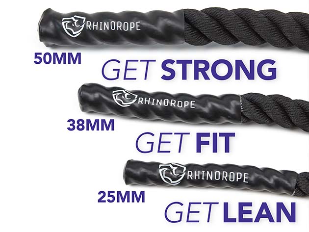 RhinoRope™ Weighted Battle Jump Rope (3-Pack, 25mm/38mm/50mm)
