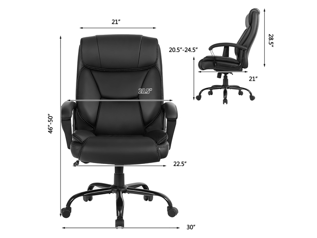 Costway Big & Tall 500lb Massage Office Chair E xecutive PU Leather Computer Desk Chair - Black