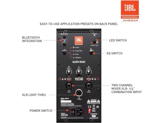 JBL Professional EON610 2-Way Portable Multipurpose Self Powered  (Used, Open Retail Box)
