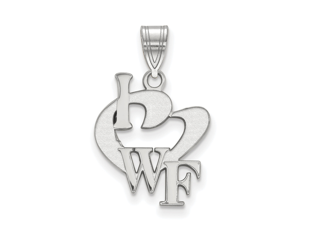 Sterling Silver Wake Forest U. Large I Love 'WF' Logo Pendant