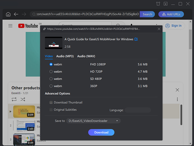 EaseUS Video Downloader: Lifetime License (3 Devices)