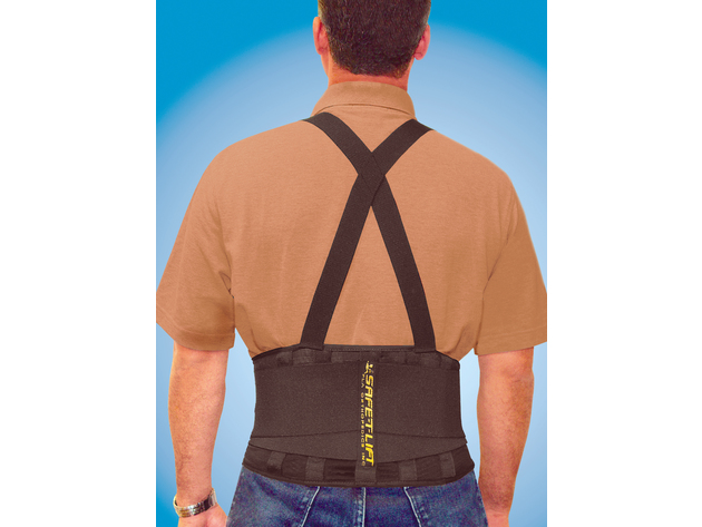 FLA Orthopedic Braces Safe-T-Belt Dx Working Back Support With Adjustable, Snag-resistant Woven Suspenders, Extra Small, Black