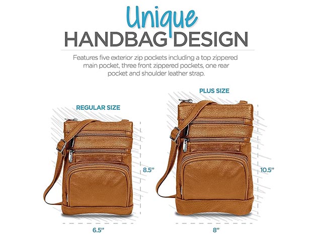 Krediz Leather Crossbody Bag for Women (X-Large/Light Brown)