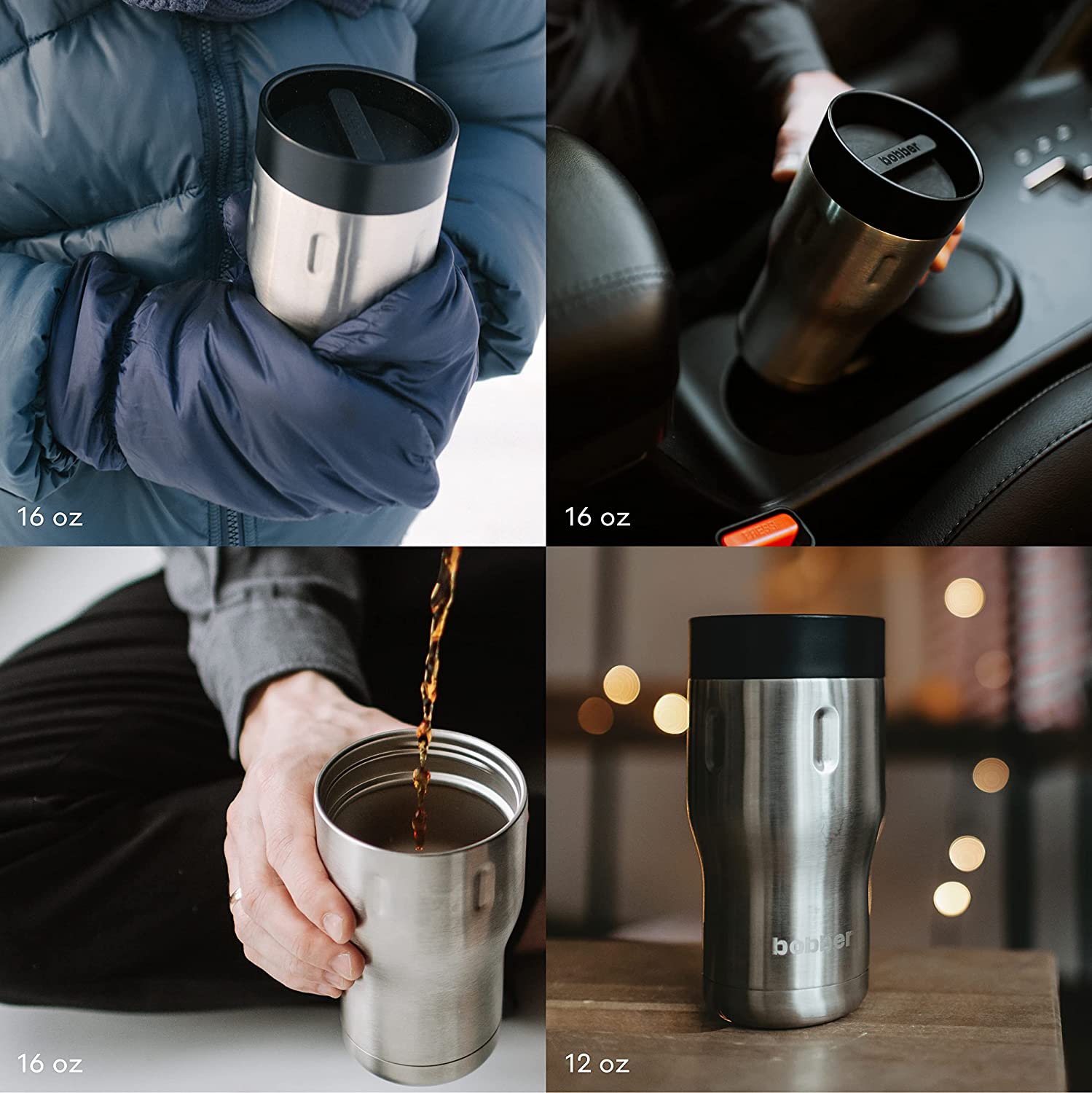 Bobber 16oz Vacuum Insulated Stainless Steel Travel Mug With 100