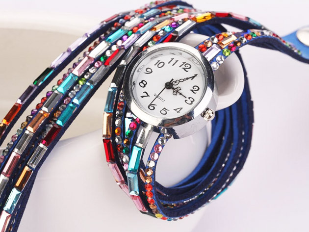 Jeweled Leather Bracelet Watches