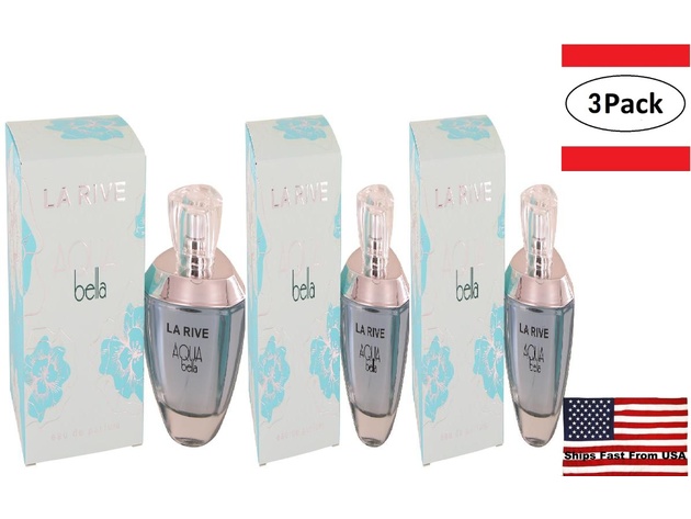 3 Pack Aqua Bella by La Rive Eau De Parfum Spray 3.3 oz for Women