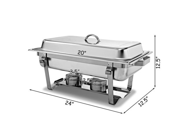 Costway 4 Pack Of Stainless Steel Chafer Chafing Dish Full Size 8 Quart Catering Buffet