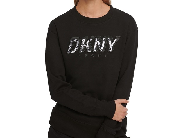 DKNY Women's Sport Pullover Sweatshirt, Black, X-Small at  Women's  Clothing store