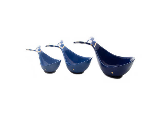 MacKenzie-Childs Royal Check Big Blue Whale Nesting Bowls - Set of 3
