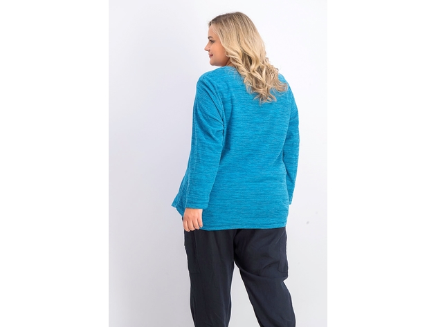 Karen Scott Women's Plus Sport Space-Dye Microfleece Top True Teal Size 3 Extra Large