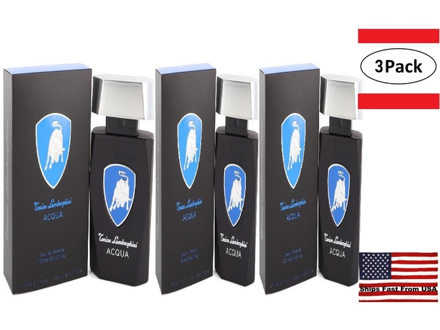 3 Pack Lamborghini Acqua by Tonino Lamborghini Eau De Toilette Spray 4.2 oz for Men