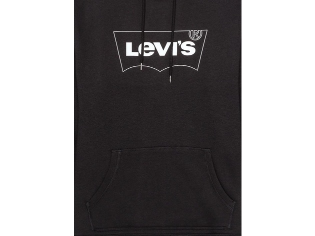 Levi's Men's Burndlen Fleece Logo Hoodie Black Size Medium