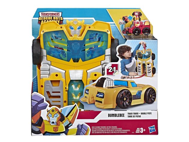 Playskool Heroes Transformers Bumblebee Track Tower 2-in-1 Converting Robot Playset, Younger Heroes Can Pretend to Race to the Rescue, 14 Inches