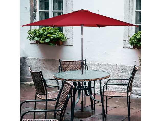 Costway 9FT Patio Umbrella Patio Market Steel Tilt W/ Crank Outdoor Yard Garden Burgundy