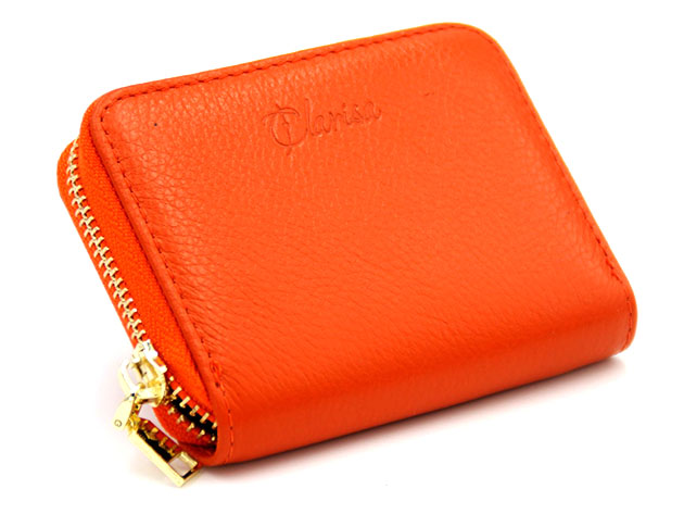 Clarisa Leather Card Holder Wallet (Orange)